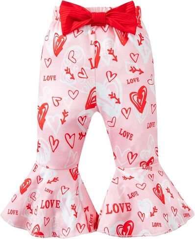 Baby Girls My 1st Valentine's Day Outfit Newborn Love Heart Print Bell Bottoms with Headband in Saudi Arabia