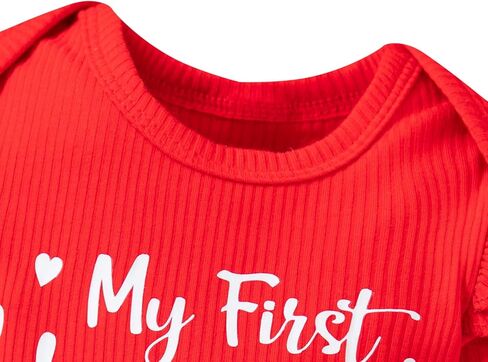 Baby Girls My 1st Valentine's Day Outfit Newborn Love Heart Print Bell Bottoms with Headband in Saudi Arabia