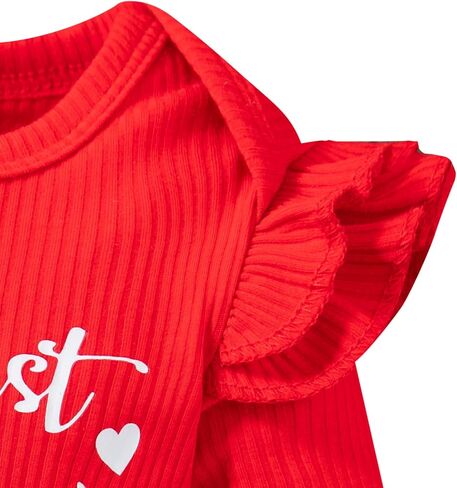 Baby Girls My 1st Valentine's Day Outfit Newborn Love Heart Print Bell Bottoms with Headband in Saudi Arabia