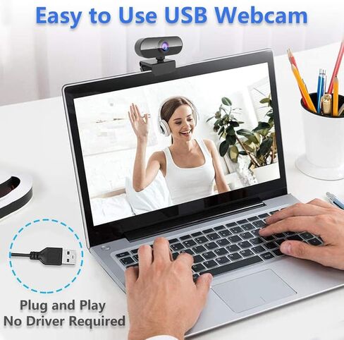 Webcam with Microphone &1080P HD Web Cam, Stand for PC/MAC/Laptop/Desktop, Wide Angle Web Cameras for YouTube,Skype,Zoom,Xbox One,Video Calling,Studying and PS4 in Saudi Arabia