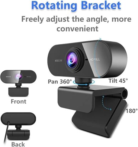 Webcam with Microphone &1080P HD Web Cam, Stand for PC/MAC/Laptop/Desktop, Wide Angle Web Cameras for YouTube,Skype,Zoom,Xbox One,Video Calling,Studying and PS4 in Saudi Arabia
