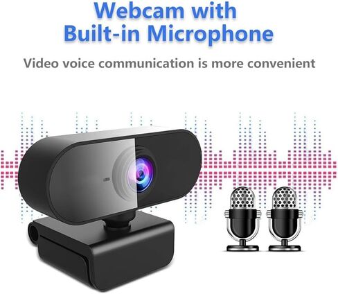 Webcam with Microphone &1080P HD Web Cam, Stand for PC/MAC/Laptop/Desktop, Wide Angle Web Cameras for YouTube,Skype,Zoom,Xbox One,Video Calling,Studying and PS4 in Saudi Arabia