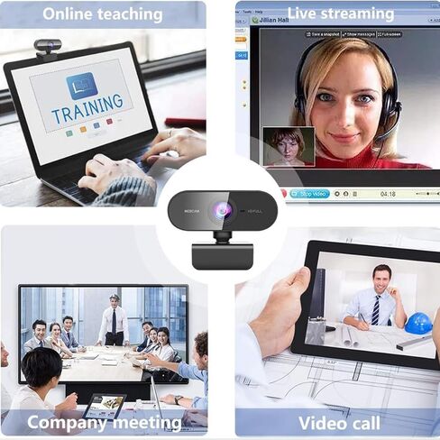 Webcam with Microphone &1080P HD Web Cam, Stand for PC/MAC/Laptop/Desktop, Wide Angle Web Cameras for YouTube,Skype,Zoom,Xbox One,Video Calling,Studying and PS4 in Saudi Arabia