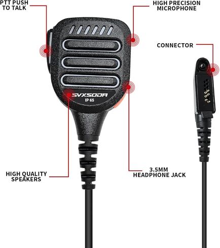 Waterproof Shoulder Speaker Mic with 3.5mm Jack Compatible for Motorola, Retevis, Ailunce Radios, IP-Rated for Outdoor Use, Clear Audio (Black) in Saudi Arabia
