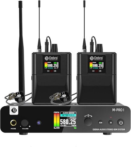 Debra M-PROI Wireless in-Ear Monitor System with Auto Frequency Scan, Stereo/Mono Mode, 80m Range, Bluetooth, and IR Sync for Stage, Studio, Live Performance in Saudi Arabia