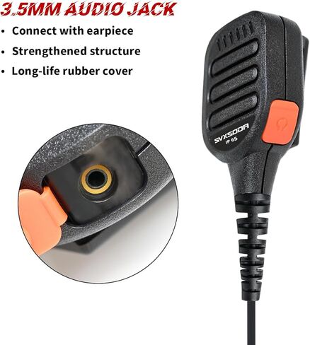Waterproof Shoulder Speaker Mic with 3.5mm Jack Compatible for Motorola, Retevis, Ailunce Radios, IP-Rated for Outdoor Use, Clear Audio (Black) in Saudi Arabia
