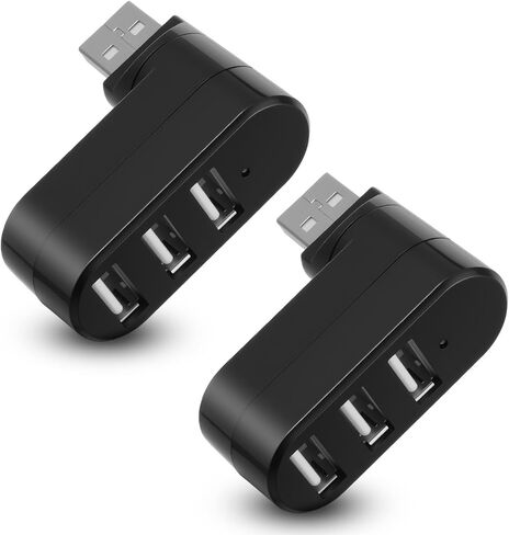 2 Pack 3-Port USB Hub [90°/180° Degree Rotatable] USB Splitter USB Expander Multiport USB Splitter Adapter with 3 USB Ports Charger Data for Laptop, Flash Drive Printer,Camera,Keyborad in Saudi Arabia