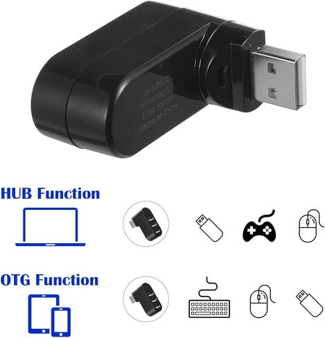 2 Pack 3-Port USB Hub [90°/180° Degree Rotatable] USB Splitter USB Expander Multiport USB Splitter Adapter with 3 USB Ports Charger Data for Laptop, Flash Drive Printer,Camera,Keyborad in Saudi Arabia