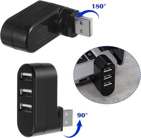 2 Pack 3-Port USB Hub [90°/180° Degree Rotatable] USB Splitter USB Expander Multiport USB Splitter Adapter with 3 USB Ports Charger Data for Laptop, Flash Drive Printer,Camera,Keyborad in Saudi Arabia