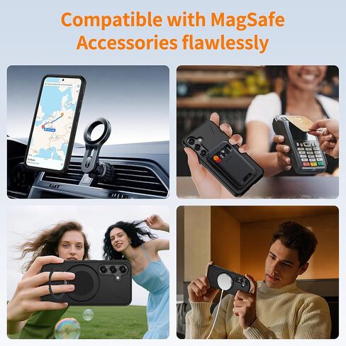 حافظة Gritup لهاتف Samsung Galaxy S25 [متوافقة مع ملحقات MagSafe]: قطعتان من واقيات الشاشة عالية الدقة، مسند مدمج، طبقة مزدوجة مقاومة للصدمات، واقي الكاميرا، لمسة مخملية، S25-أسود in Kuwait