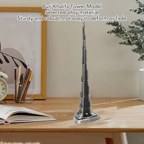 Tyenaza Khalifa Tower Model,Alloy Miniature European Dubai Tower Figurine Model Building Model Arts Craft Collectible Souvenir Office Home Desktop Decor (22cm/8.66in) in Saudi Arabia
