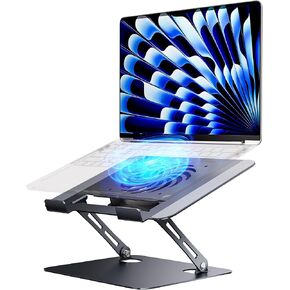 Laptop Stand - Adjustable Ergonomic Laptop Riser, Portable Foldable Aluminum Laptop Holder Perfect for Desk, Bed, Couch & Lap - Space Saving - Silver in Saudi Arabia