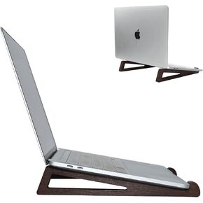 حامل كمبيوتر محمول من الخيزران للمكتب - حامل مريح وموفر للمساحة وخفيف الوزن لأجهزة الكمبيوتر المحمولة وأجهزة iPad والأجهزة اللوحية (بني) in Kuwait