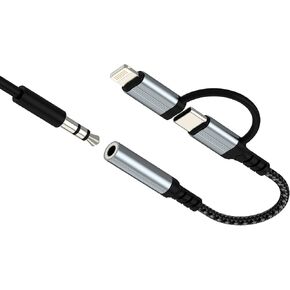 USB C Lightning to 3.5mm Audio Adapter(2in1) for iPhone 16 15 14 13 Pro Max AUX Headphone Jack Cable for Apple Dongle Car Microphone Female Connector Compatible for Samsung Adaptor Headset Adaptador in Kuwait