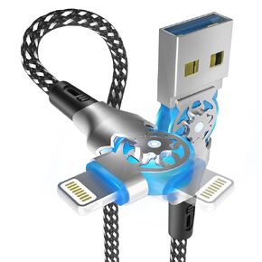 90 Degree Lightning Cable with 180° Rotating iPhone Charger Head - 6.6FT Right Angle Lightning Cable Swivel Charger Cord with MFi, 2.4A Fast Charging, Data Sync, Apple Carplay for iPhone14 13 12 11 X in Kuwait