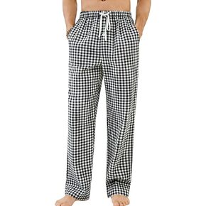 SWOMOG Men 100% Cotton Plaid Pajama Pants Striped Pj Trousers Drawstring Gingham Bottoms Casual Lounge Pants with Pockets in Saudi Arabia