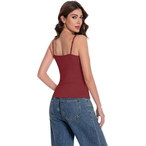 Women Camisole Tank Top - Built-in Bra Adjustable Spaghetti Strap Scoop Neck Padded Casual Basic Cami Shirt in Saudi Arabia