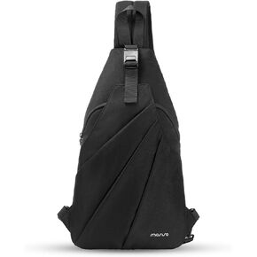 MOSISO Slim Crossbody Sling Backpack for Women Men, Lightweight Small Over Shoulder Cross Body Chest Backpack Unique Pleated Hiking Daypack for Travel Hiking Casual Commuting, Black in Saudi Arabia