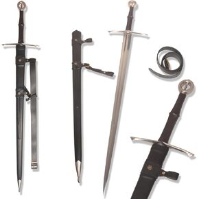 Sharp Blade Medieval Sword Brown Western Sword Manganese Steel Blade Full Tang Real Metal for Display Gift Collection in Kuwait
