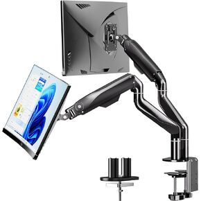 حامل شاشة مزدوج من BIZUM مقاس 17 بوصة - 42 بوصة، ذراع شاشة شديدة التحمل وحامل شاشة مزدوج مع قاعدة مشبك/جروميت، يحمل 33.1 رطلًا لكل ذراع، أسود in Kuwait