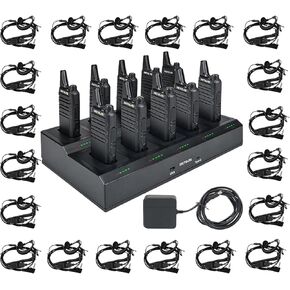Retevis RT22 Two Way Radio(10 Pack), with Volume Adjustable Walkie Talkie Earpiece(20 Pack), with 10 Way Gang Charger,Charging Progress Bar,Workplace Organization,Compact Walkie Talkie for Adults in Kuwait
