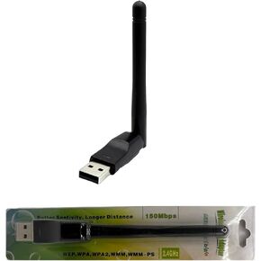 محول Wi-Fi USB Dongle مع هوائي كسب - التوصيل والتشغيل لنظام Linux (Tails وUbuntu وDebian وFedora وMint وArch) + Windows 11/10/8/7 وAndroid وMac | شريحة MT7601U بتردد 2.4 جيجا هرتز وسرعة 150 ميجابت في الثانية in Kuwait
