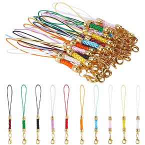 SUNNYCLUE 1 صندوق 30 قطعة 10 ألوان للهاتف الحبل جراد البحر المشبك أحزمة الهاتف سحر المحمول البوليستر اسهم Lariat سحر سلسلة الحبل سلاسل مع مشبك مخلب جراد البحر الذهبي لسلسلة مفاتيح الهاتف الخليوي in Kuwait