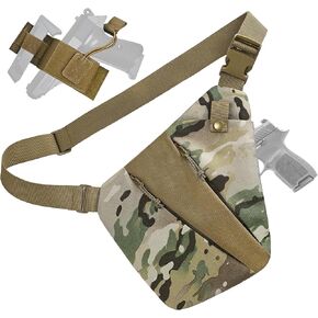 CCW Flat Shoulder Bag for Concealed Carry, Tactical Crossbody Concealed Carry Bag for Men Women, Low Profile Anti Theft EDC Shoulder Chest Bag with Quick Access Compartment & Bungee Retention in Saudi Arabia