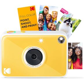 Kodak Printomatic+ Instant Camera (Gold) Prints Full-Color Photos on Zink 2x3" Sticky-Backed Photo Paper, 10MP Portable Camera with Interactive RGB LED Status Indicator, Easy & Fun in Saudi Arabia