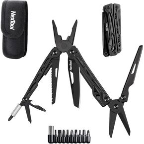 NexTool Multitool، أداة متعددة 11 في 1 مع كماشة أنف بإبرة، مقص ولقم مفك براغي، سكين جيب متعدد الأدوات من الفولاذ المقاوم للصدأ مع قفل أمان للتخييم، وصيد الأسماك، والمشي لمسافات طويلة، وهدايا للرجال فريدة من نوعها in Kuwait