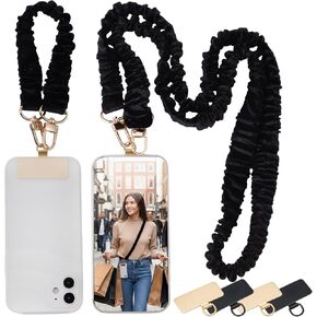 2 Pack Scrunchie Phone Lanyard Crossbody, Stretchy Phone Wrist Strap for Unisex Teacher Women Coworker, Anti Theft(Red) in Kuwait