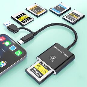 اكتب A CFexpress USB C&USB A قارئ بطاقات 2 في 1 من النوع A لأجهزة iPhone، USB 3.2 (Gen 2) محول CFexpress بسرعة 10 جيجابت في الثانية لأجهزة iPhone 16 15/iPad/Samsung/أجهزة الكمبيوتر المحمولة/الأجهزة اللوحية التي تعمل بنظام Windows/Mac/Linux/Android-Plug&Pl in Kuwait