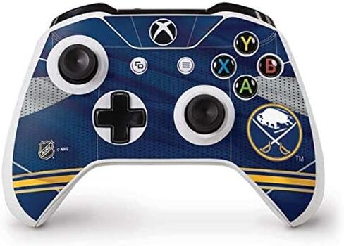 ملصق Skinit المخصص للألعاب متوافق مع وحدة تحكم Xbox One S - تصميم جيرسي منزلي مرخص رسميًا من NHL Buffalo Sabers in Kuwait