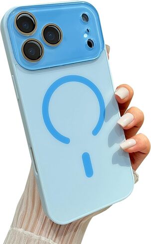 حافظة مغناطيسية لحماية عدسة الكاميرا الكريستالية بلون الحلوى لهاتف iPhone، متوافقة مع الشحن اللاسلكي MagSafe (وردي، iPhone 17 Pro Max) in Kuwait