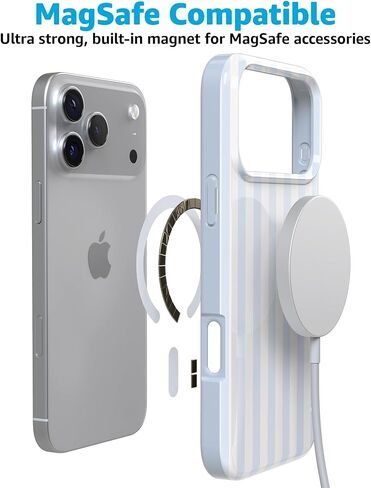 Casely iPhone 17 Pro Max Case | Blue Stripes | Sunday Best | Compatible with MagSafe | Classic Ultra Slim Design in Saudi Arabia