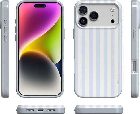 Casely iPhone 17 Pro Max Case | Blue Stripes | Sunday Best | Compatible with MagSafe | Classic Ultra Slim Design in Saudi Arabia