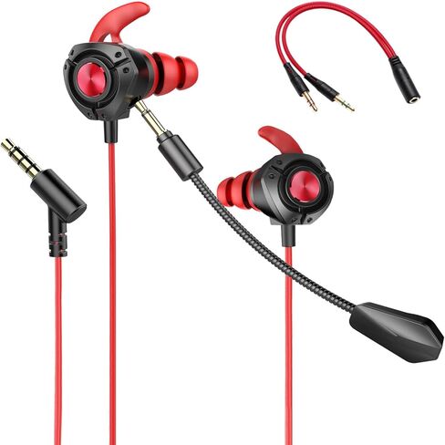 Gaming Headset with Microphone Wired Gaming Earbuds PC for PS4 PS5 One PlayStation 5 Games Mobile Phone,Detachable Stereo Bass Earphones Noise Cancelling Gaming Headphones with Mic Black in Saudi Arabia