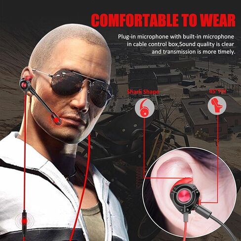 Gaming Headset with Microphone Wired Gaming Earbuds PC for PS4 PS5 One PlayStation 5 Games Mobile Phone,Detachable Stereo Bass Earphones Noise Cancelling Gaming Headphones with Mic Black in Saudi Arabia