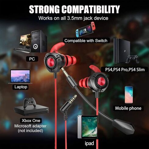 Gaming Headset with Microphone Wired Gaming Earbuds PC for PS4 PS5 One PlayStation 5 Games Mobile Phone,Detachable Stereo Bass Earphones Noise Cancelling Gaming Headphones with Mic Black in Saudi Arabia