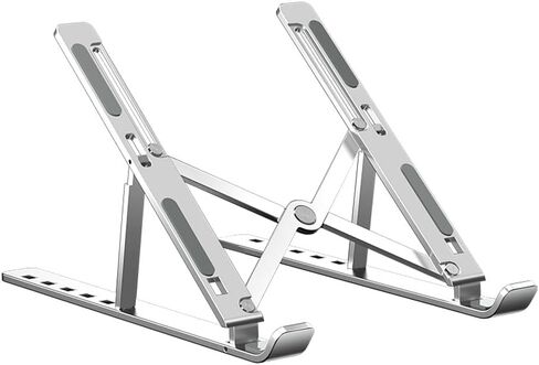 Silver Aluminum ​​​​Notebook Holder,Space Saving Design​​ Adjustable Computer Stand​​ ​​Stable Holder​​ Laptop for Office Desk Accessory in Saudi Arabia