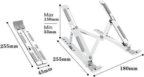 Silver Aluminum ​​​​Notebook Holder,Space Saving Design​​ Adjustable Computer Stand​​ ​​Stable Holder​​ Laptop for Office Desk Accessory in Saudi Arabia