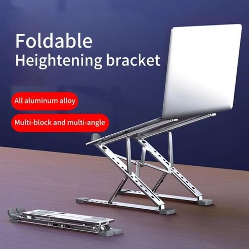 Silver Aluminum ​​​​Notebook Holder,Space Saving Design​​ Adjustable Computer Stand​​ ​​Stable Holder​​ Laptop for Office Desk Accessory in Saudi Arabia