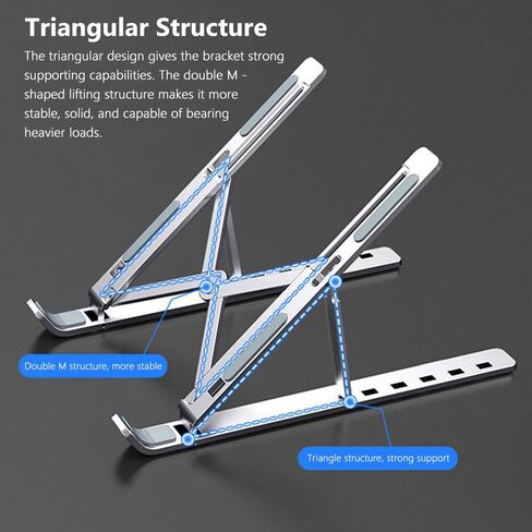 Silver Aluminum ​​​​Notebook Holder,Space Saving Design​​ Adjustable Computer Stand​​ ​​Stable Holder​​ Laptop for Office Desk Accessory in Saudi Arabia