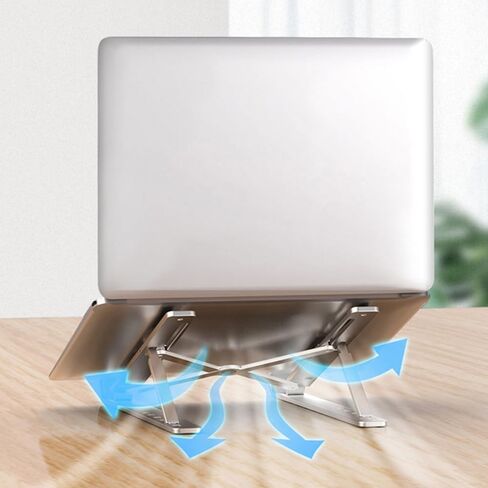 Silver Aluminum ​​​​Notebook Holder,Space Saving Design​​ Adjustable Computer Stand​​ ​​Stable Holder​​ Laptop for Office Desk Accessory in Saudi Arabia