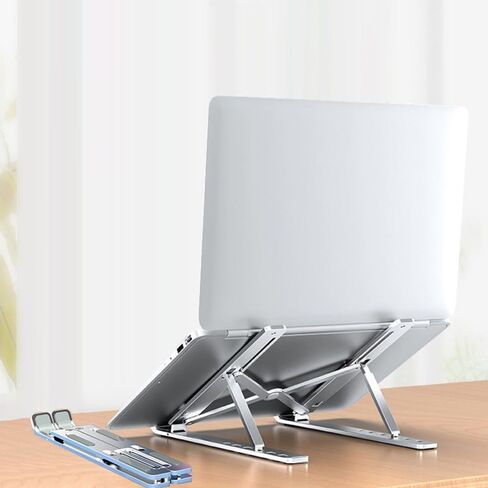 Silver Aluminum ​​​​Notebook Holder,Space Saving Design​​ Adjustable Computer Stand​​ ​​Stable Holder​​ Laptop for Office Desk Accessory in Saudi Arabia