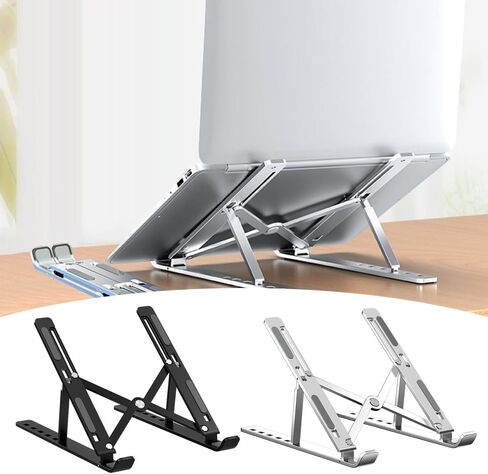 Silver Aluminum ​​​​Notebook Holder,Space Saving Design​​ Adjustable Computer Stand​​ ​​Stable Holder​​ Laptop for Office Desk Accessory in Saudi Arabia
