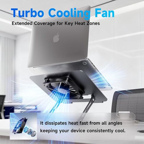 Laptop Stand - Adjustable Ergonomic Laptop Riser, Portable Foldable Aluminum Laptop Holder Perfect for Desk, Bed, Couch & Lap - Space Saving - Silver in Saudi Arabia
