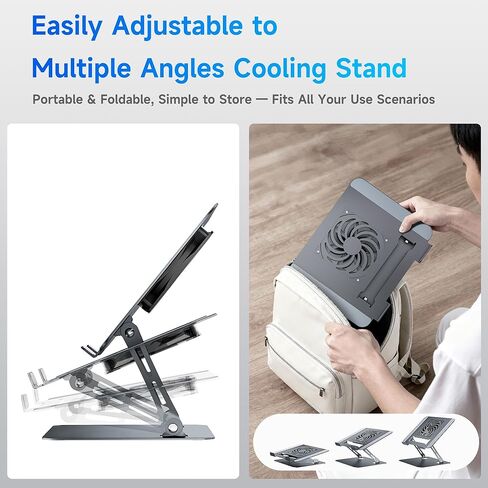 Laptop Stand - Adjustable Ergonomic Laptop Riser, Portable Foldable Aluminum Laptop Holder Perfect for Desk, Bed, Couch & Lap - Space Saving - Silver in Saudi Arabia