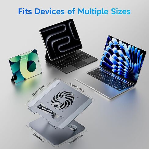 Laptop Stand - Adjustable Ergonomic Laptop Riser, Portable Foldable Aluminum Laptop Holder Perfect for Desk, Bed, Couch & Lap - Space Saving - Silver in Saudi Arabia