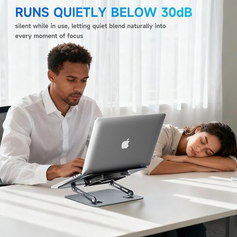 Laptop Stand - Adjustable Ergonomic Laptop Riser, Portable Foldable Aluminum Laptop Holder Perfect for Desk, Bed, Couch & Lap - Space Saving - Silver in Saudi Arabia
